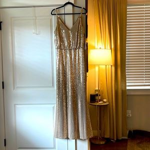 Calvin Klein Gold Sequined Evening Gown Size 14 new with tags nwt